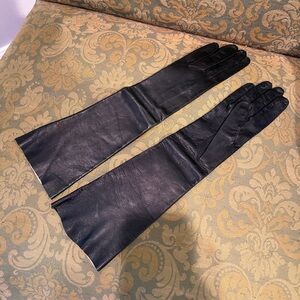 Long Black Leather Women's Gloves - Classic Opera Length, Vintage